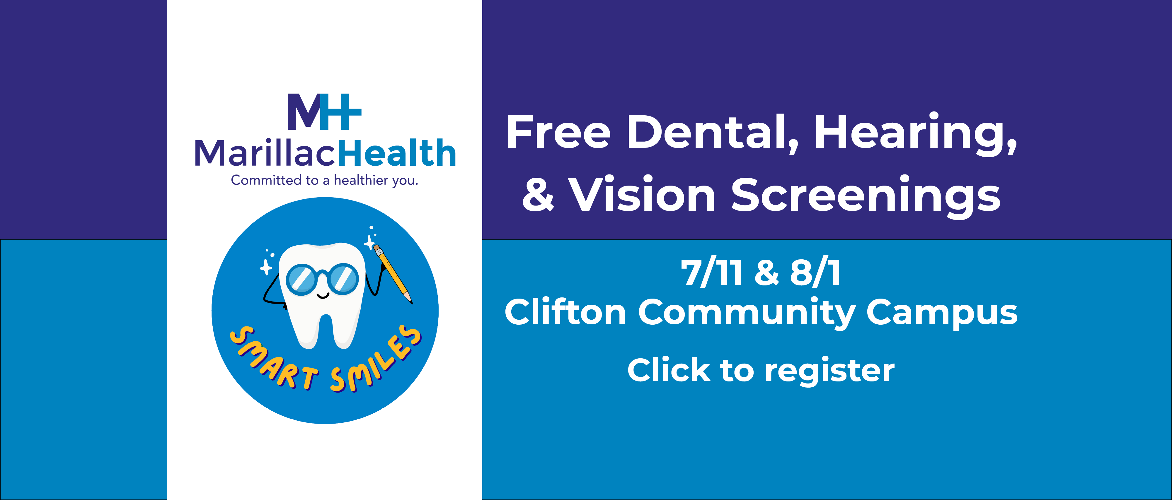 free dental hearing vision screenings graphic